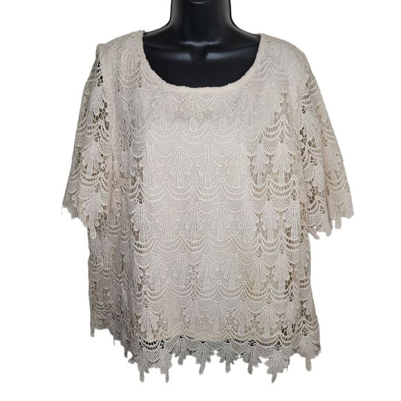 ADIVA Ivory scalloped lace top size 2x - Picture 1 of 6